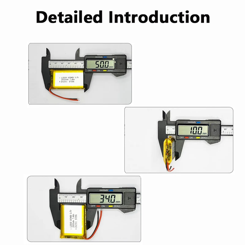 3.7V 2500mAh 103450 Rechargeable LiPo Battery JST PH2.0 Plug For MP5 GPS Navigation Camera Device