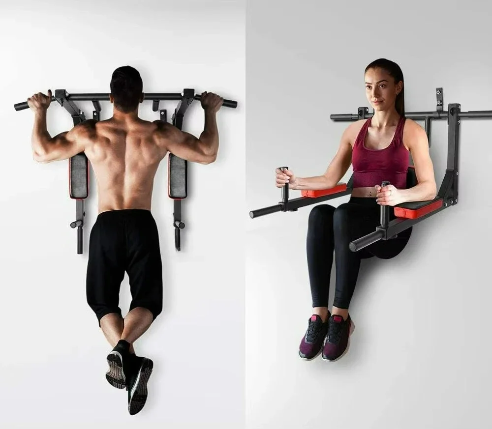 Multifunctional Wall Mounted Pull up Bar Chin up bar Dip Station for Indoor Home Gym Workout Supports