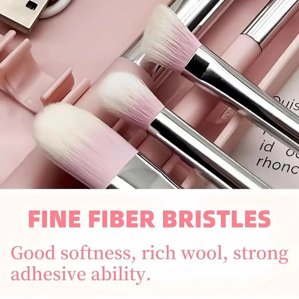 Rotatable Mirror Travel Makeup Brush with Light USB Rechargeable Adjustable Brightness Mini Cosmetic Brushes Pocket Mirror