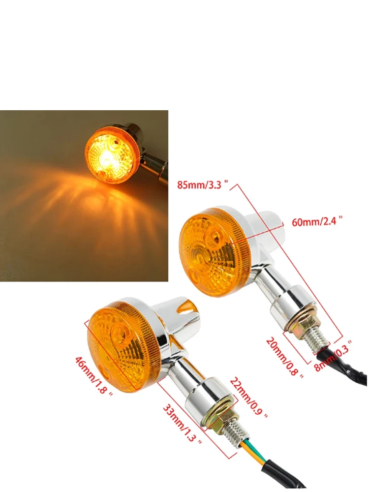 Pair Motorcycle Turn Signals Indicator Lights Motorbike Flasher Amber Lamp Blinker Universal For Dirtbike Off-road ATV MX MTB