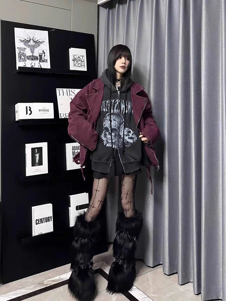 Y2K 빈티지 펑크 스타일 후드 재킷 긴 소매 여성 캐주얼 해골 프린트 디스트레스드 코트 서브컬쳐 지퍼 2025 가을