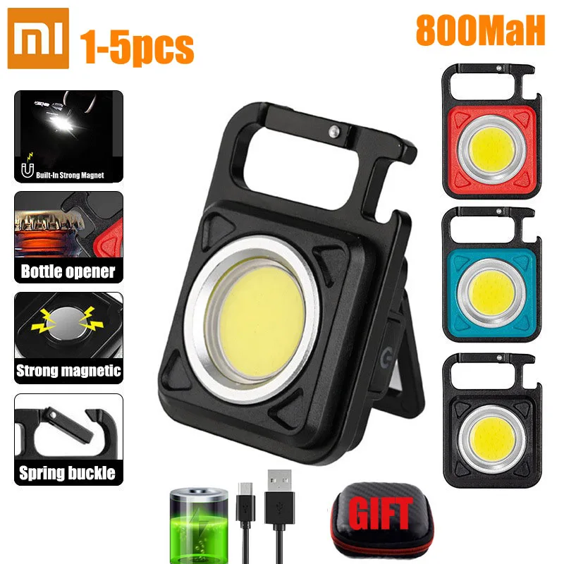 

Mini Flashlight LED USB Rechargeable Keychain Light COB LED Camping Lantern Battery 800mAh Magnetic Lamp Waterproof For Outdoor