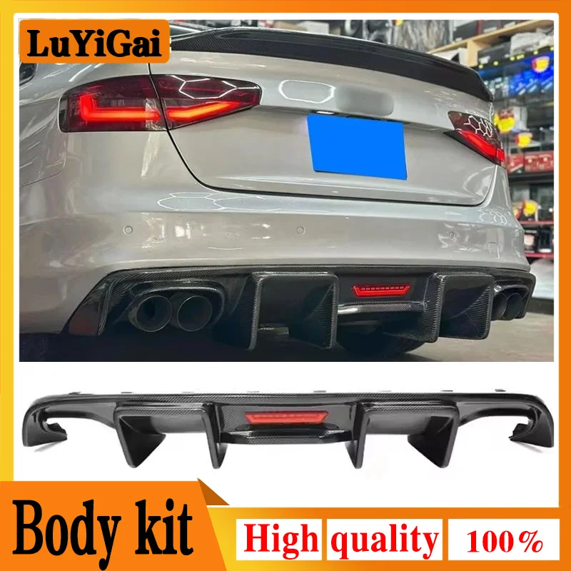 For Audi A4 S4 B8.5 Sedan 4 Pintu 2012-2016 High Quality Carbon Fiber Rear Bumper Lip Spoiler Rear Diffuser Protector