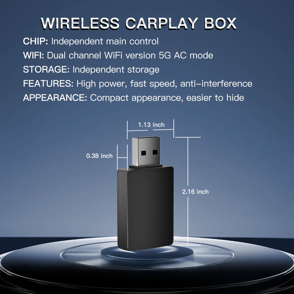 2024 Mini CarPlay Wireless Adapter Smart box CarPlay Dongle Bluetooth WiFi Fast Connect Plug and Play For OEM Wired CarPlay Car