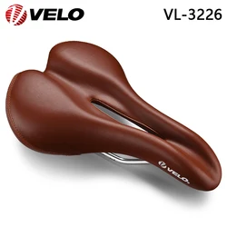 VELO Original VL-3226 PU Leather Steel Rail 270x180mm Comfort Bicycle Saddle for MTB Road Gravel City Bike Cushion Cycling Parts