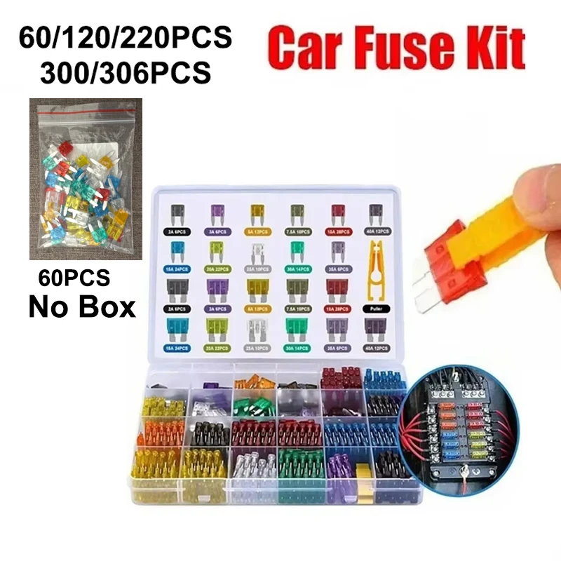 Fuse boxes come in various specifications,60PCS are packaged in bags with 60 and 120PCS not having medium fuses,