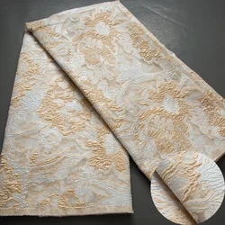 Gold African Brocade Tulle Lace Fabric 2024 High Quality 5Yard Gilding Nigerian Jacquard Lace Fabric Party Dress for Women A4012