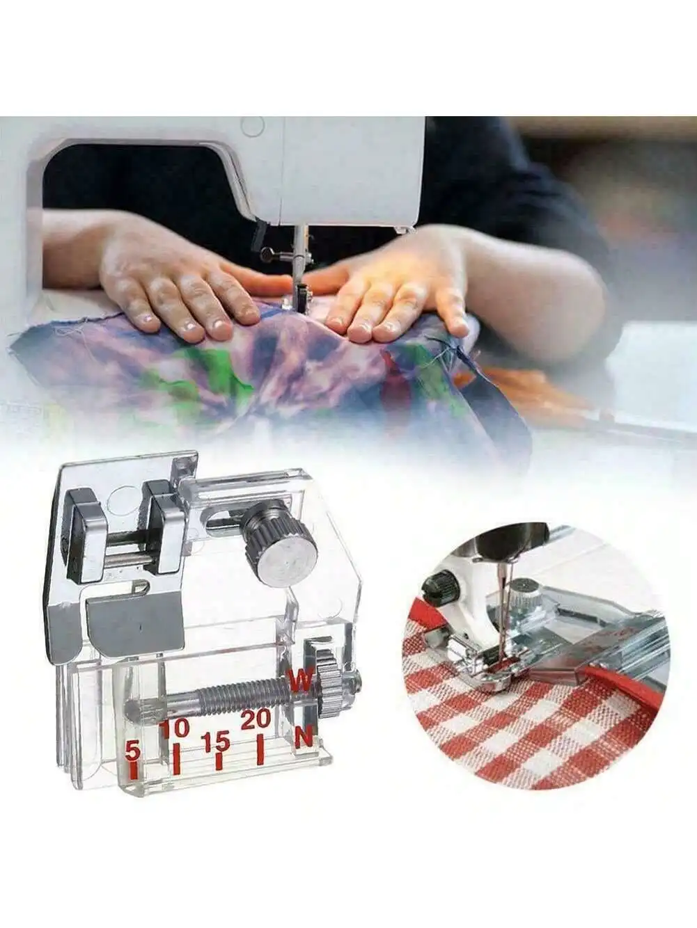 5mm to 20mm Adjustable Bias Binder Binding Foot for All Low Shank Snap-On Singer, Brother, Babylock, Euro-Pro, Janome, Kenmore,