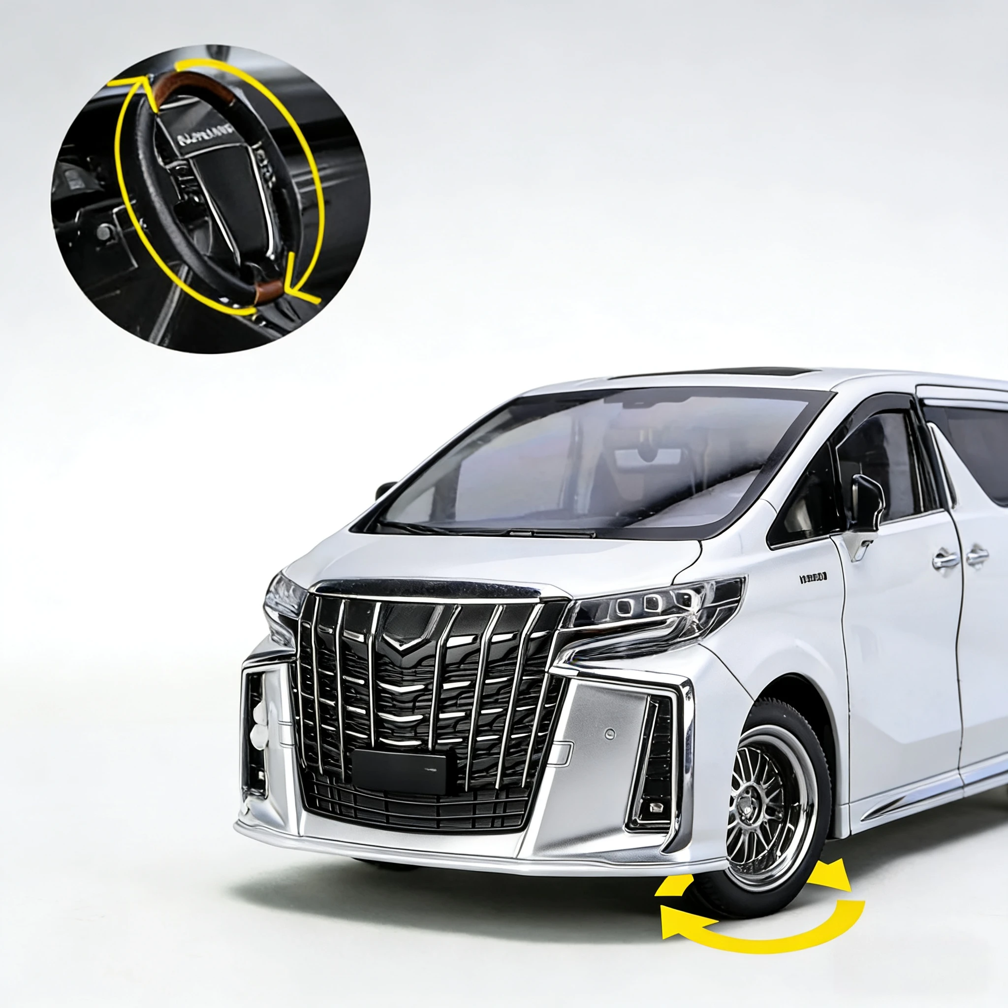 알파와 같은 합금 자동차에 적합한 새로운 1:18 다목적 밴 모델, 알루미늄 주조 장난감 자동차, 시뮬레이션된 소리와 빛