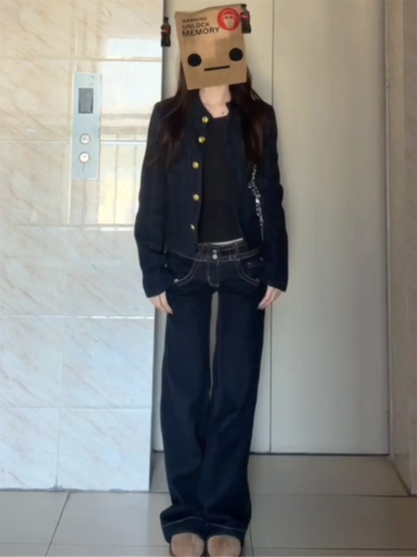 

Low Waist Bell Bottom Denim Jeans Women's Spring Autumn Loose Slimming Washed Design Sexy Lady Casual Cotton Pants