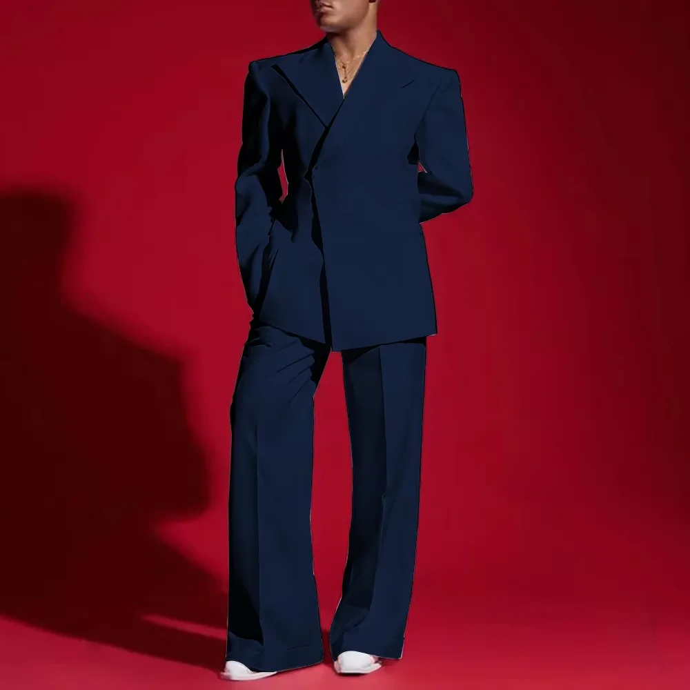 Handsome White Single Button Men Suit Two Pieces(Jacket+Pants) Outfits Casual Party Prom Wedding Set