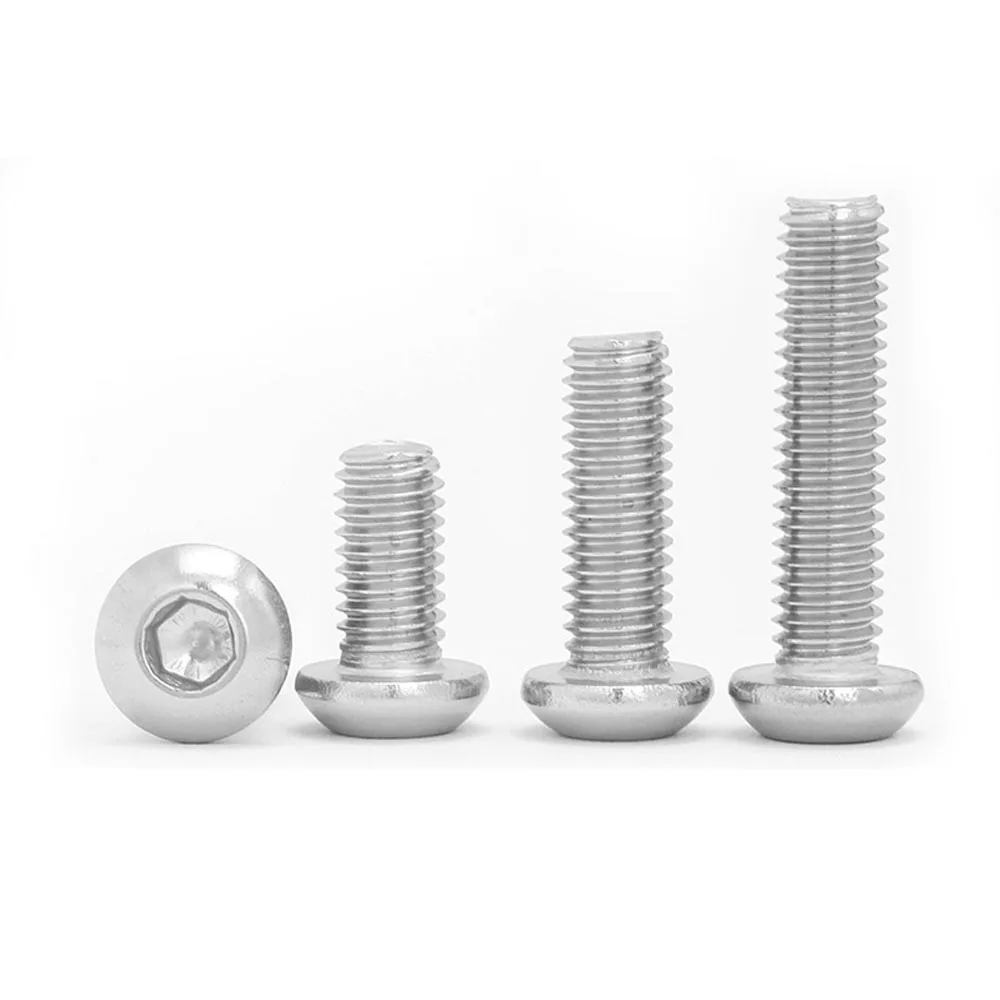 2/50pcs US UK Thread 304 Stainless Steel Allen Hex Hexagon Socket Button Round Head Screw Bolt UNC/UNF 2# 4# 6# 8# 10# to 3/8-16