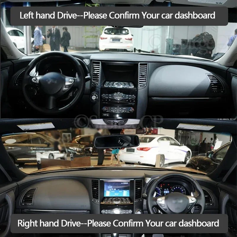 لإنفينيتي QX70 FX35 FX37 FX45 FX50 2008 ~ 2019 S51 المضادة للانزلاق حصيرة غطاء لوحة القيادة وسادة ظلة داشمات اكسسوارات السيارات السجاد #3