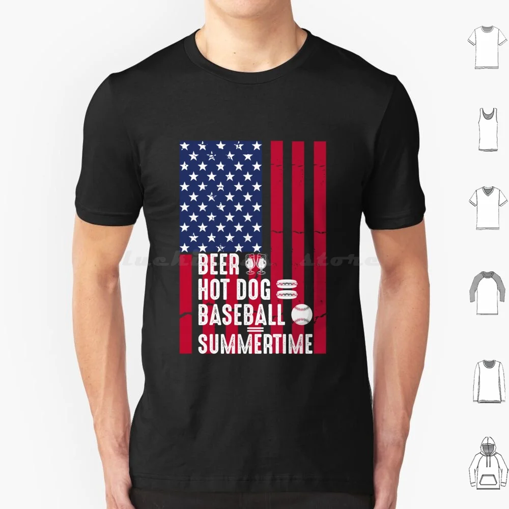 Beer Hot Dogs Baseball Summertime Flag T Shirt Men Women Kids 6xl Fourth Of July Beer Baseball Hot Dogs Summertime Flag