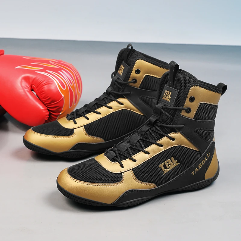 Classic Brand Comfortable Mesh Wrestling Sneaker Top Quality Wearable Boxing Sport Shoe Competition Sport Fighting Trainer Shoe