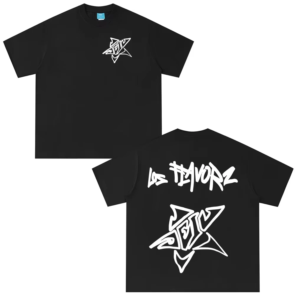 

Рэпер Dei V Los Flavorz 2025, альбомные футболки, мужская и женская одежда, футболка в стиле хип-хоп с короткими рукавами, повседневные хлопковые футболки большого размера