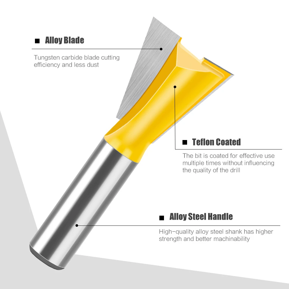 1PC 1/4 1/2in Shank Dovetail Joint Router Bits Set 14 Degree Dovetail Joint Router Bit Set Milling Cutter For Woodworking Tools