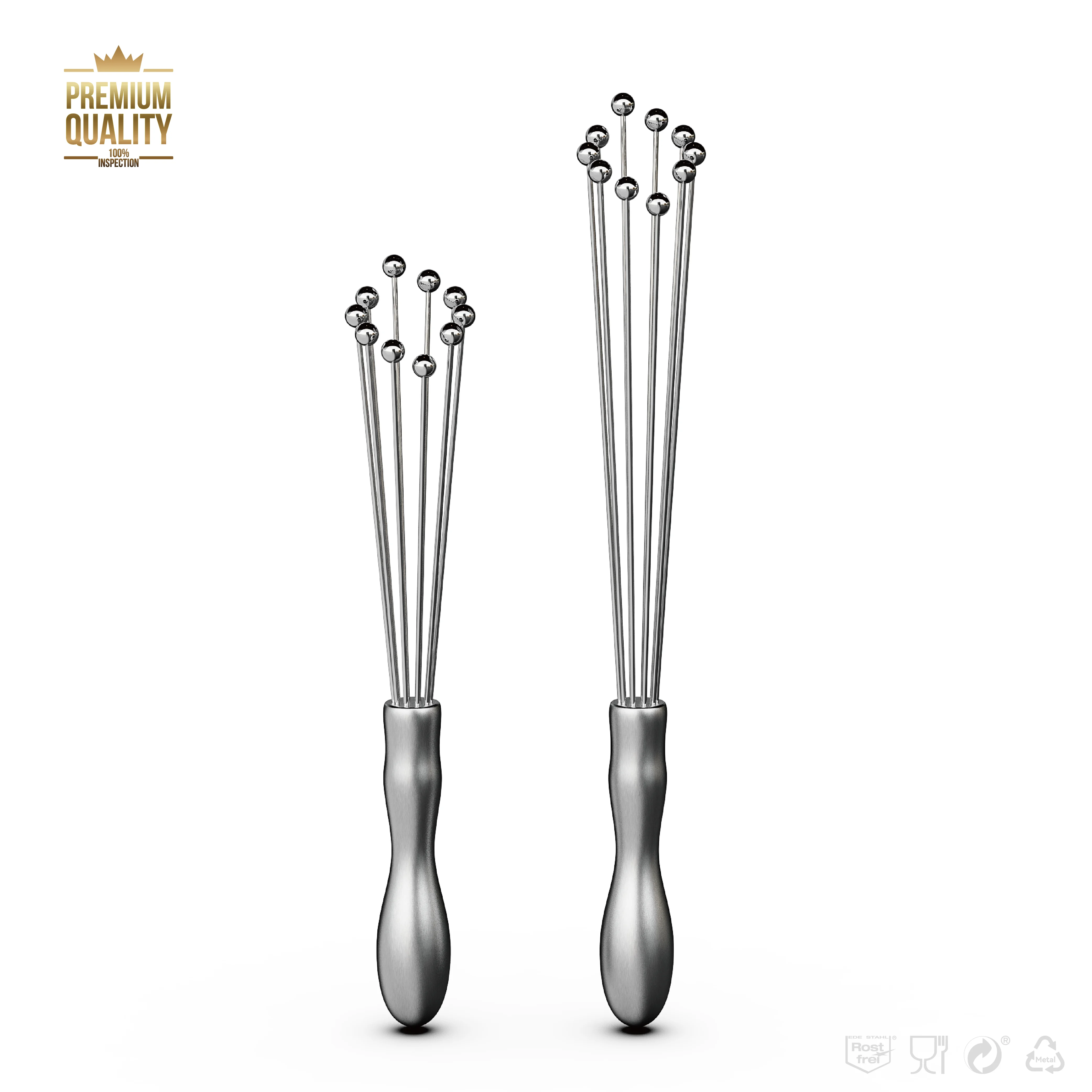 VIMACO® Stainless Steel 304 Mini Ball Whisk 10 Inch and 12 Inch Egg Beater Manual Mixer Tool for Sauces Cream Cooking Blender