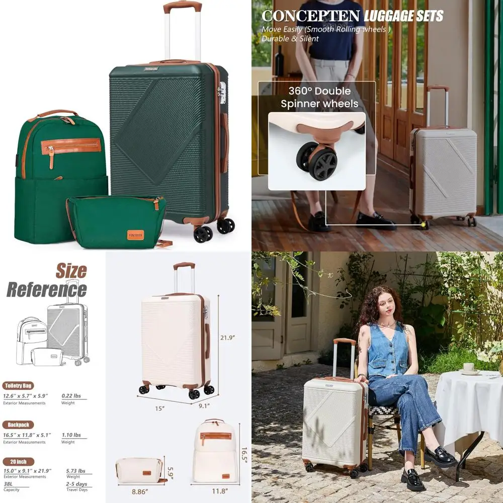 Lightweight 3-Piece Luggage Set with 20 Spinner Carry-On, ABS Hardshell, TSA Lock for Secure Travel