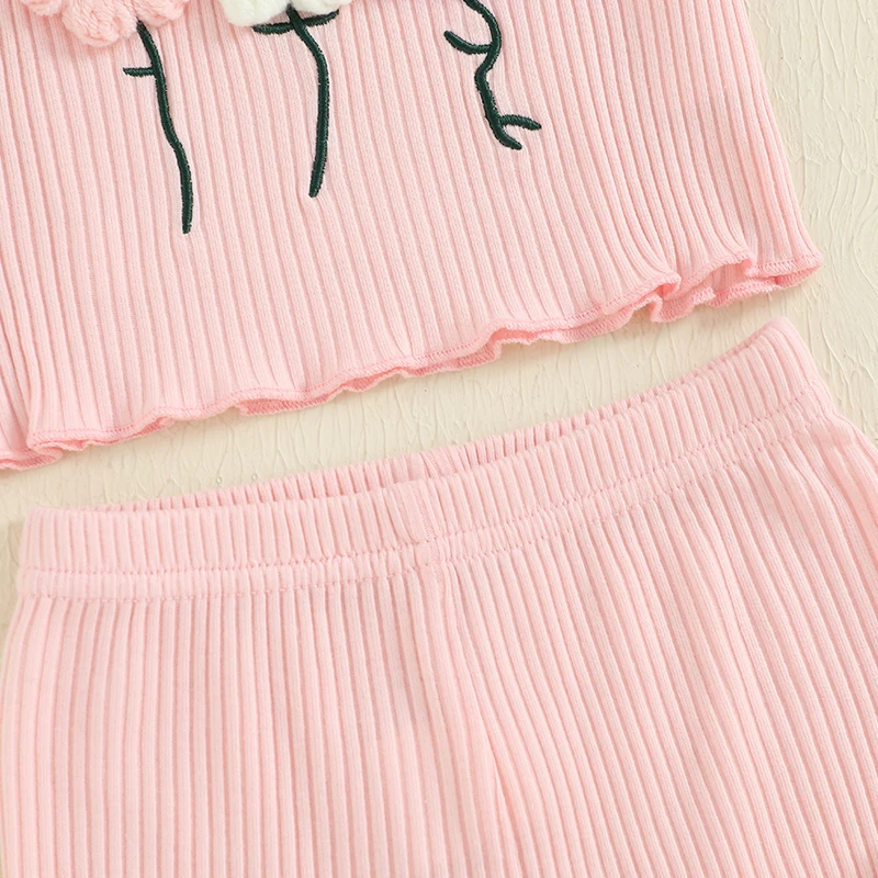 

Детские комплекты летней одежды для маленьких девочек, топы без рукавов с цветочной вышивкой, шорты с эластичной резинкой на талии, детские повседневные комплекты