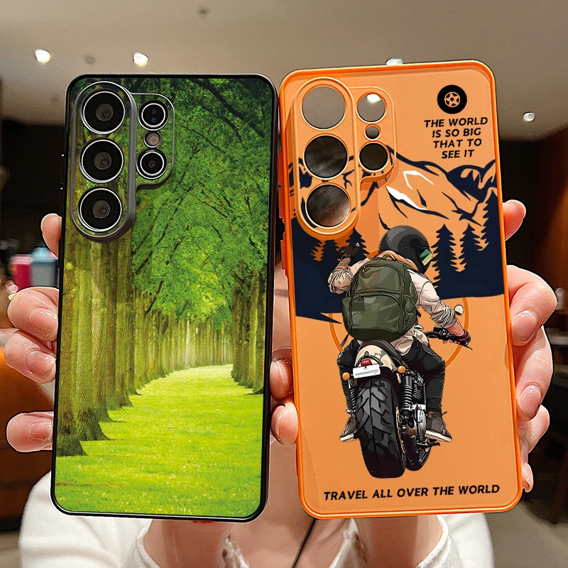 Mountain Print Magnetic Phone Case For Samsung Galaxy S26 S25 S24 S23 Ultra S25 S24 FE A57 A56 A37 A17 A55 A16 A26 A36 A15 Cover