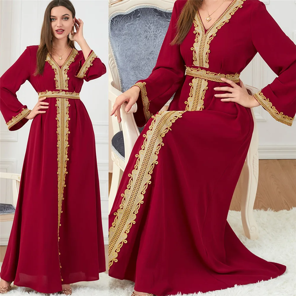 

Elegant Muslim Women Maxi Dress Embroidery Evening Abaya Party Long Eid Ramadan Morocco Kaftan Islam Dubai Turkey Arab Vestidos
