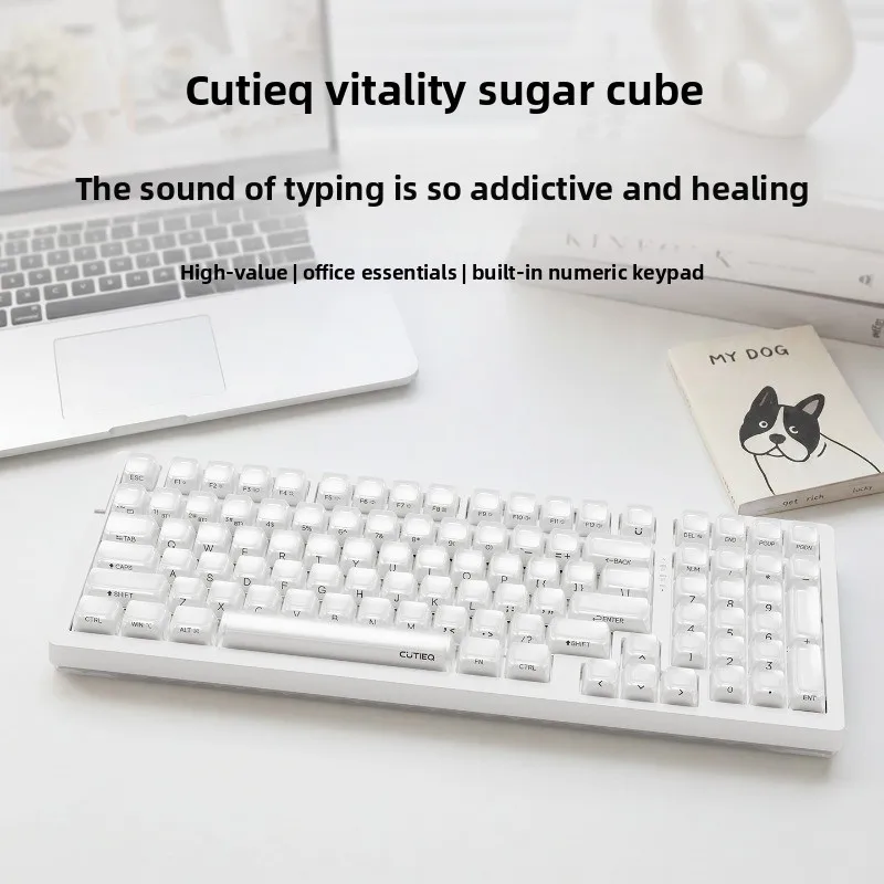 Cutieq Shell 98 Mechanical Keyboard Wireless Tri Mode Long Battery Life High Aesthetic Office Keyboard Computer Desk Accessories