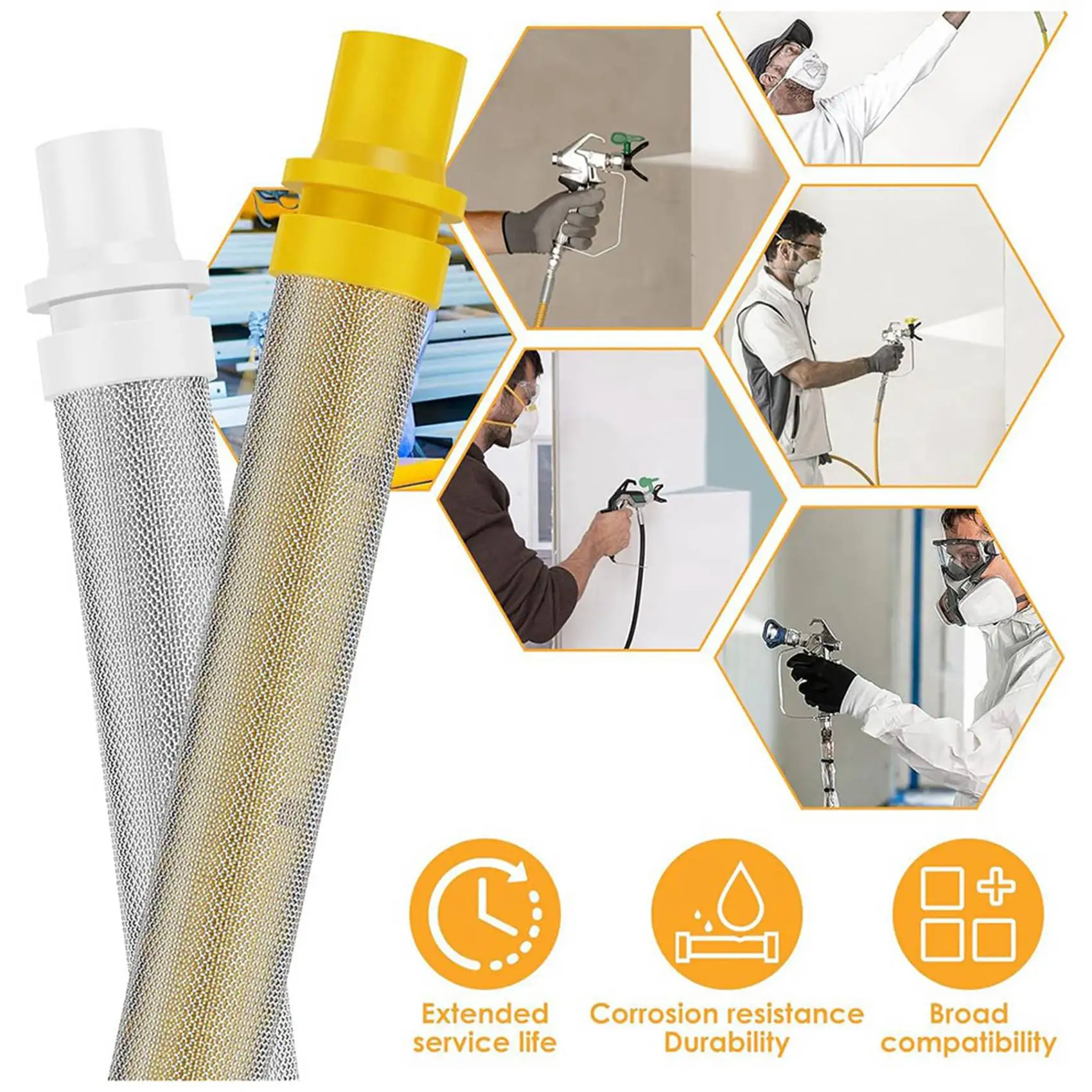 ABUL-100Pcs Airless Spraygun Filter, Airless Spray Tool Filter Set 60 And 100 Mesh Universal Airless Spray Filter Screen