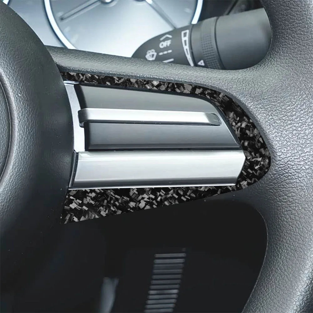 For Mazda 3 Axela 2019-2026 Forged Carbon Fiber Steering Wheel Button Frame Panel Tirm Cover Car Accessories Decoration Sticker