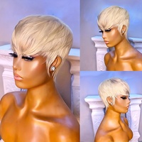 613 Blonde Wigs Short Cut Bob Human Hair Wigs With Bangs For Women 100% Human Hair Wig Full Machine Made Pixie Cut Wig