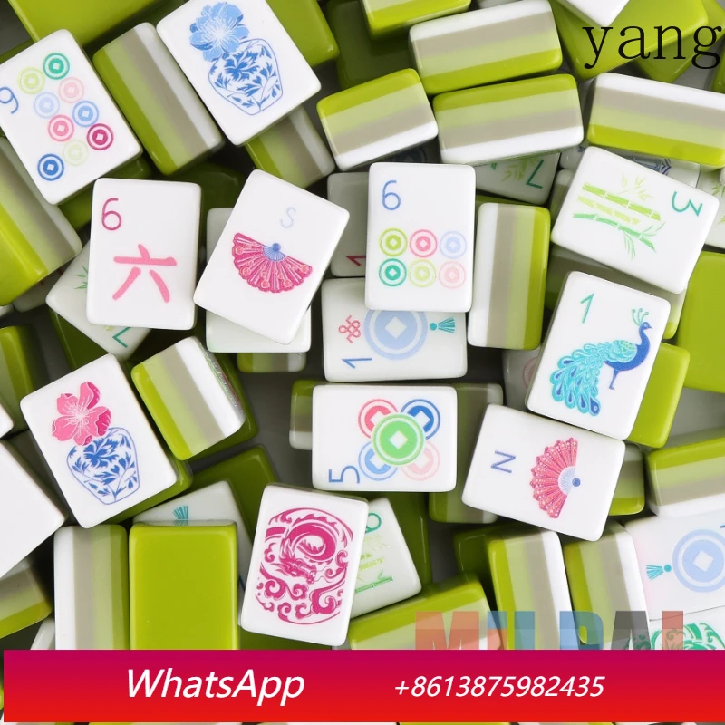

YJQ acrylic mahjong gradual change color green four-layer American portable crystal mahjong
