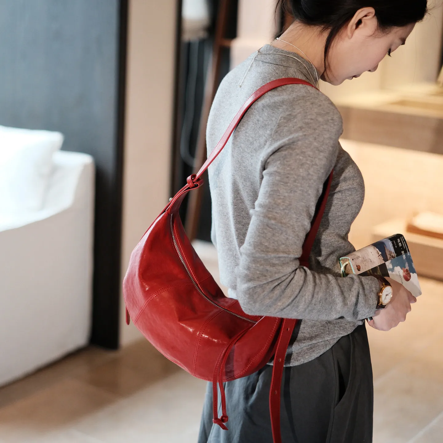 fashion vintage designer handmade genuine leather women shoulder bag outdoor daily travel luxury real cow leather underarm bag
