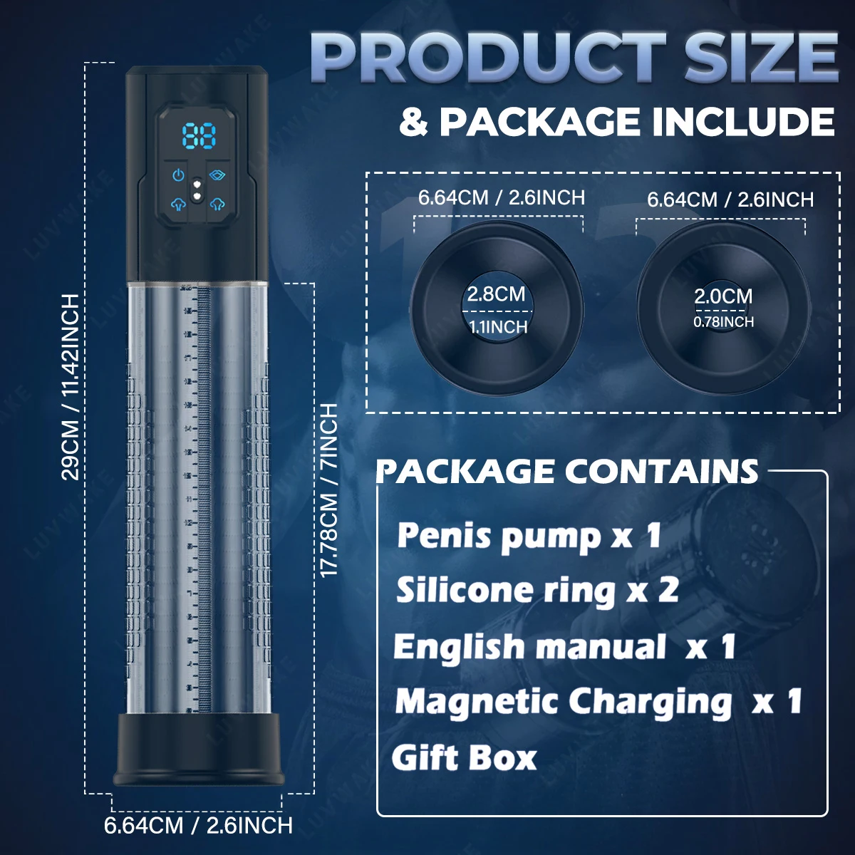 LUVWAKE Electric Penis Pump IPX7 Waterproof Penis Pump Dick Enlarger for Men Penis Vacuum Pump Automatic Male Masturbator Bigger