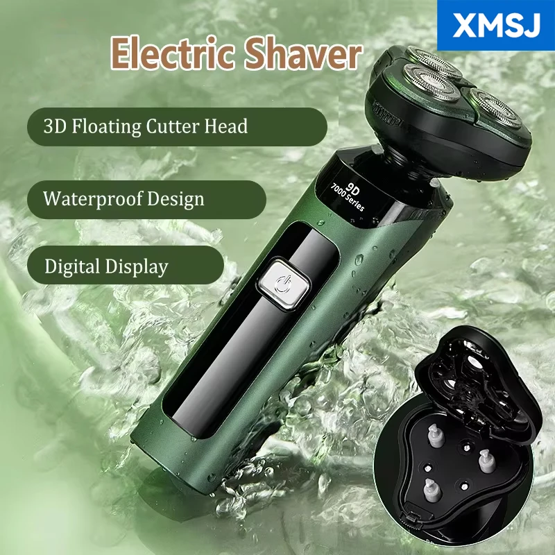 

XMSJ Мужская электробритва со светодиодным дисплеем, перезаряжаемая водостойкая бритва для лица, бороды, грумер для мужчин, подарок бойфренду и отца
