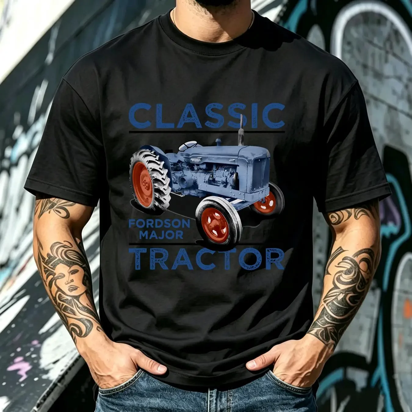 washed T Shirt Classic Tractors Fordson Major Inspired Retro vintage Washed Stretched graphic Comfortable Unisex Stylish Casual