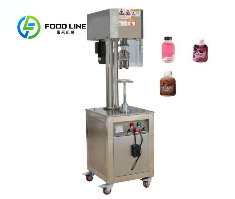 

High Speed Semi Automatic Plastic Cap 4 Wheels Screw Pressing Capping Machine with Lid Elevator