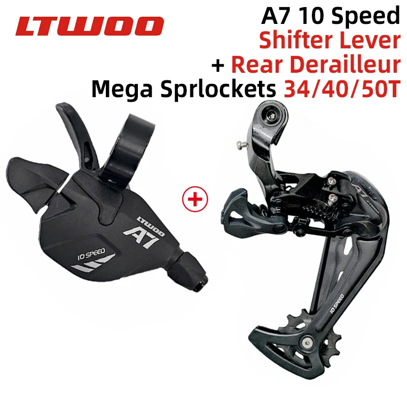 Ltwoo Bicycle Derailleur A7 Shifter Lever Rear Derailleurs 10s Cassette for MTB Compatible with DEORE 34T 40T 50T Bicycle Parts