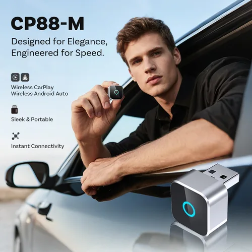 Imagen 2 del producto Para coches universales U2-A1 Mini Cube inalámbrico CarPlay Android Auto adaptador Bluetooth Plug Play fácil instalación Audio HD carga rápida