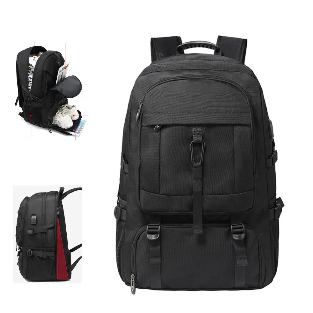 50L 80L Expandable Men\'s Backpack 17.3 Laptop Backpack USB Charging Large Capacity  Waterproof School Backpack Travel Backpack