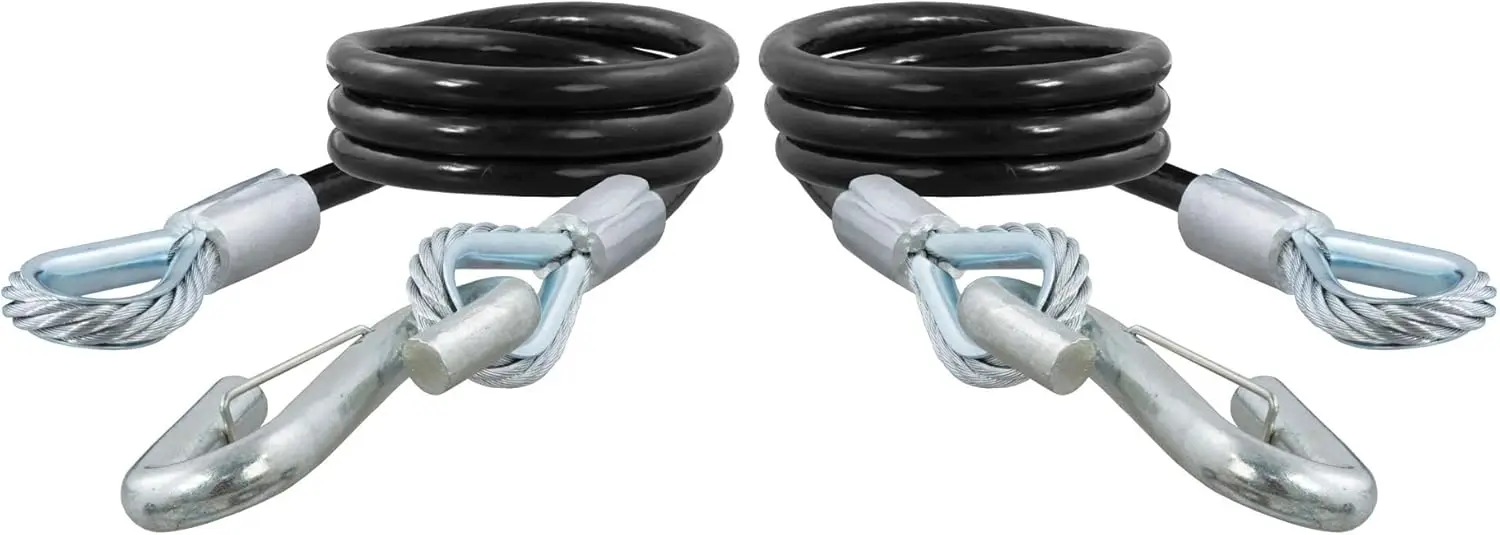 

80176 44-Inch Vinyl-Coated Trailer Safety Cables, 17/32-In Snap Hooks, 7,500 lbs Break Strength, 2-Pack
