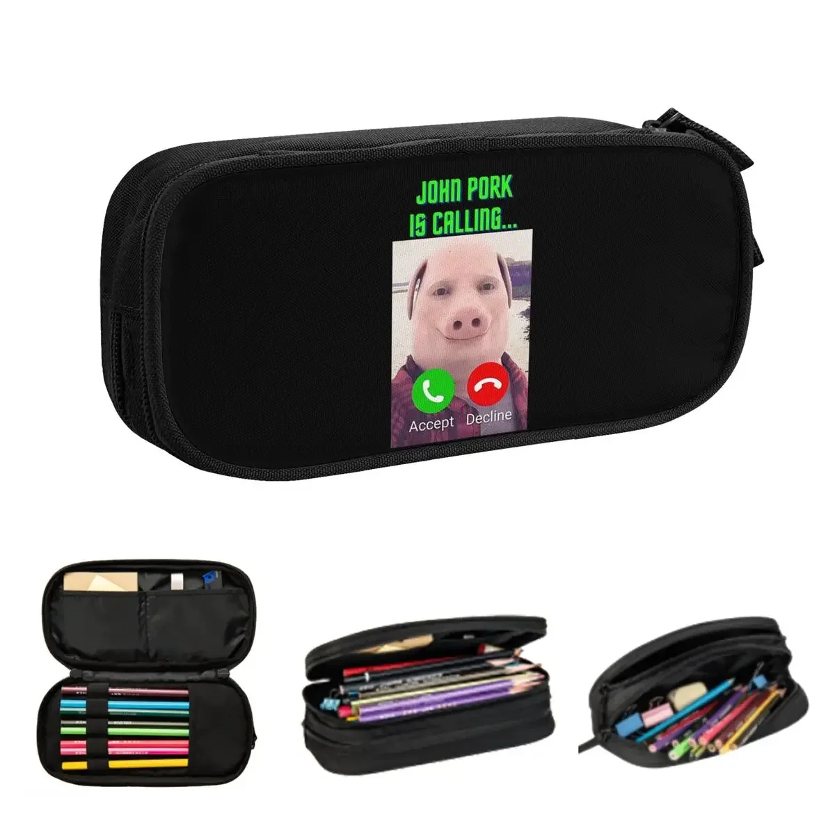 

John Pork Is Calling Pencil Cases for Students School Pen Box Pencil Bag Big Capacity Pencil Pouch Pen Holder