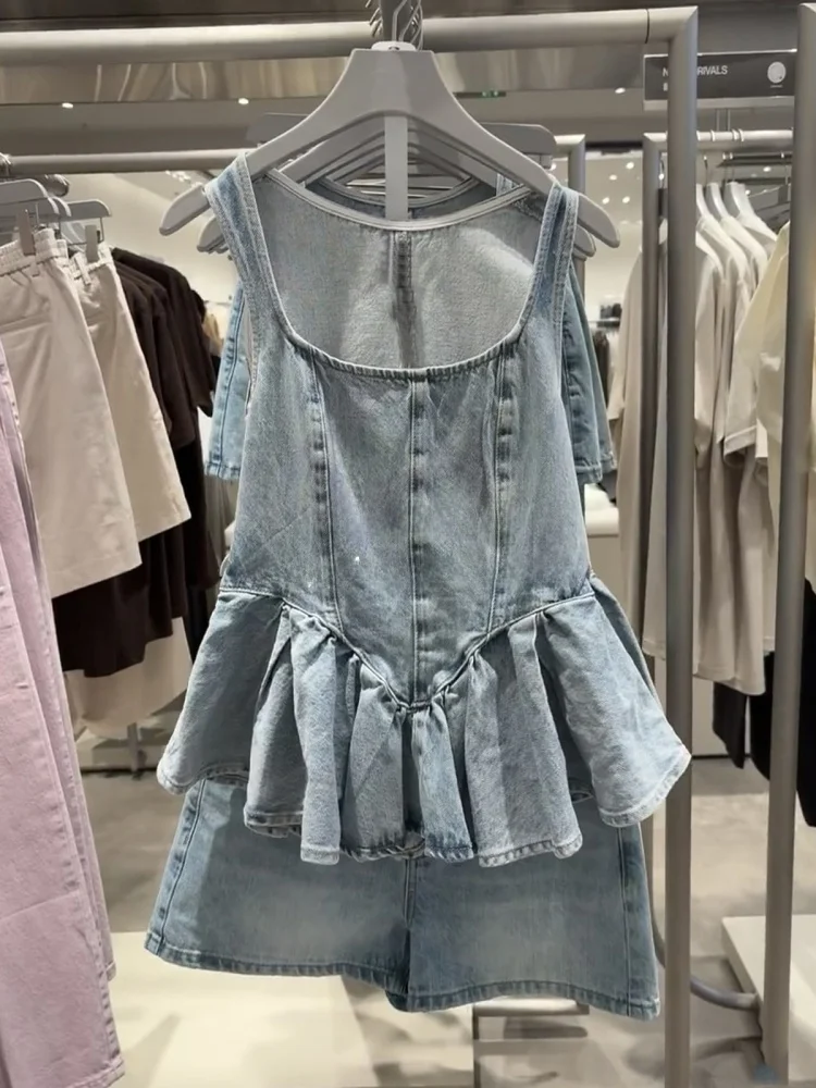 

UR Desy2025 Summer New Faion Retro Casual Ruffle Svel Denim irt DWG8506 Women's Premium Faion Clothing