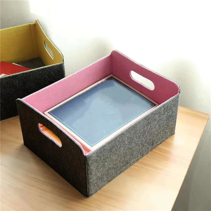 Nordic Felt Handmade Storage Basket Living Room Black Grey Sundries Organizer Box Baby Toys Cloth Bedroom Sock Save Space