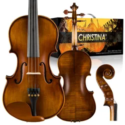 CHRISTINA Beginner Violin NEW Model V04M Dark Retro 4/4-1/8 Size Available Solid Spruce Maple Semihandmade with Full Accessories