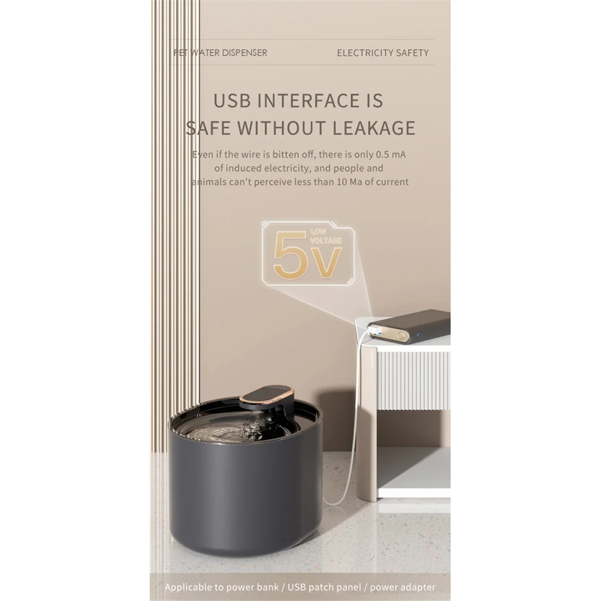 

A59T 3L Automatic Pet Cats Water Fountain Silent Cats Drinking Fountain USB Electric Feeder Pet Water Dispenser for Dog-White