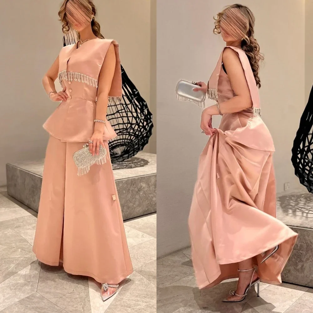 Customized Fashion Sexy Sparkle Tassel Button Straight Scalloped Midi Dresses Prom Dresses Modern Style Classic Matching Simple