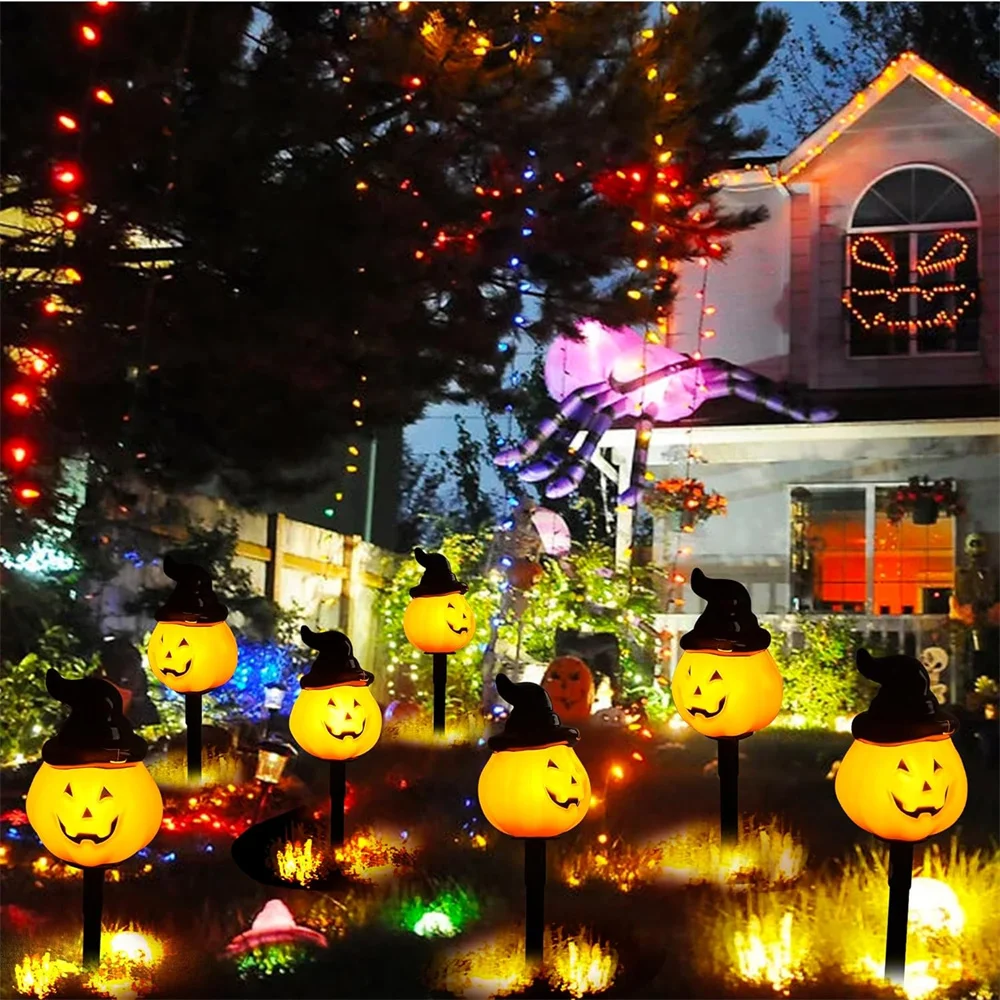 Estacas de calabaza para sombrero de Halloween, luces para entrada al aire libre, pasarela, decoración de césped de jardín, linternas para fiesta de vacaciones, 641