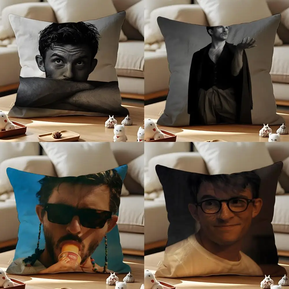 Jonathan Bailey Actor Cushion Cover Anti-dustmite Pillowcase Invisible Zipper Silky Short Plush Sofa Cushion Cover