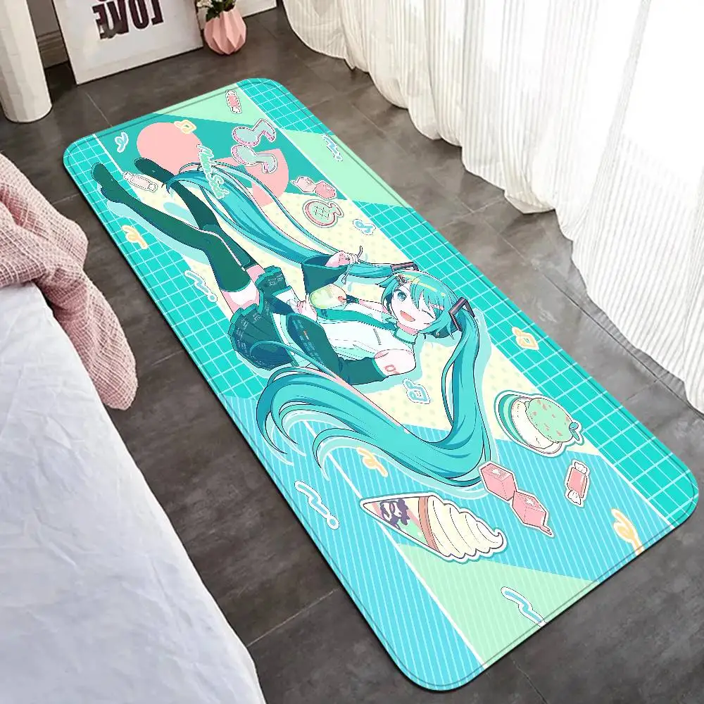 Popular Singer M-Miku Cute Room Mats Anti-slip Absorb Water Long Strip Cushion Bedroon Mat Household Carpets