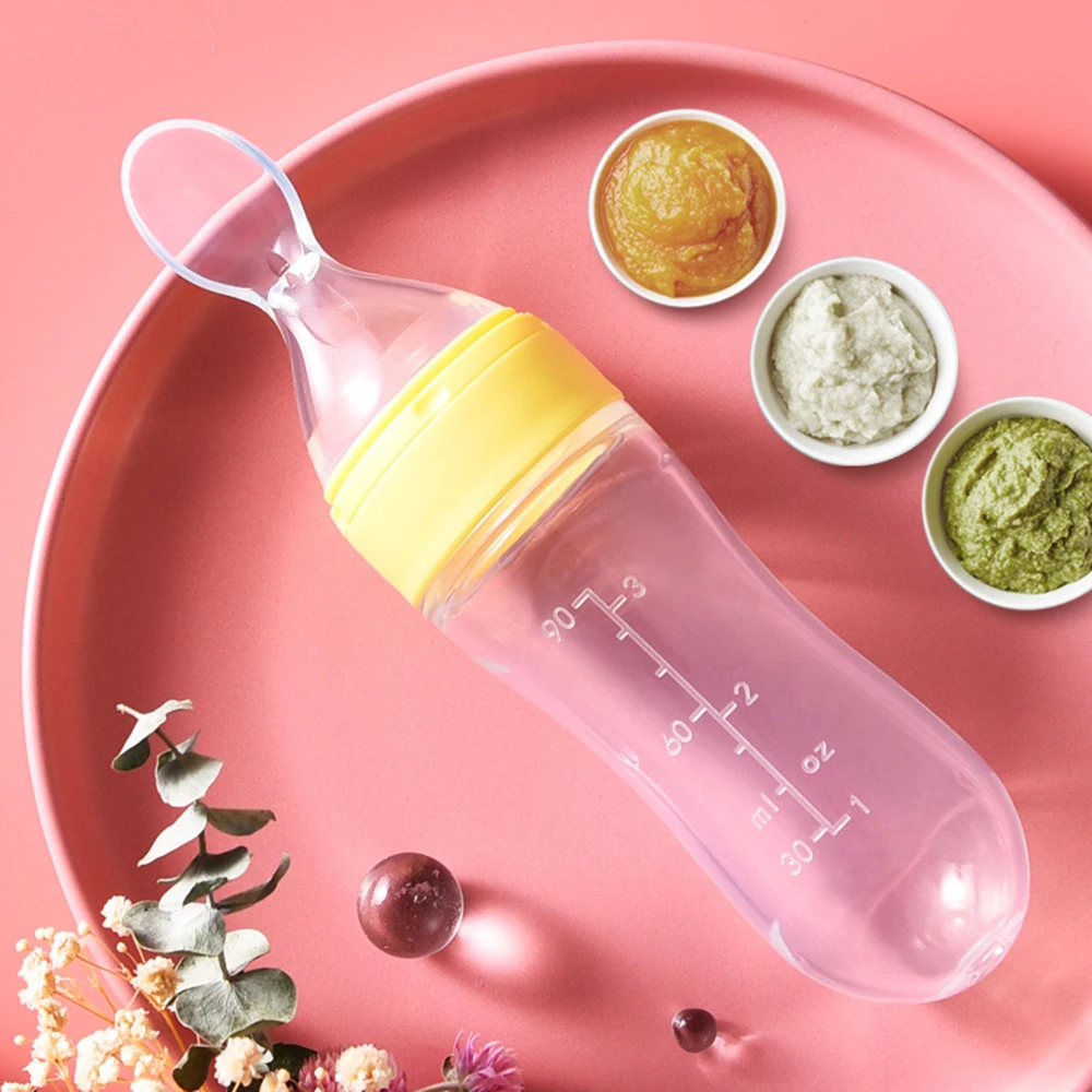 90ML Baby Fruit Feeder Pacifier: Self Feeding Baby Food Feeder for Teething Relief - Squeeze Baby Food Dispensing Spoon